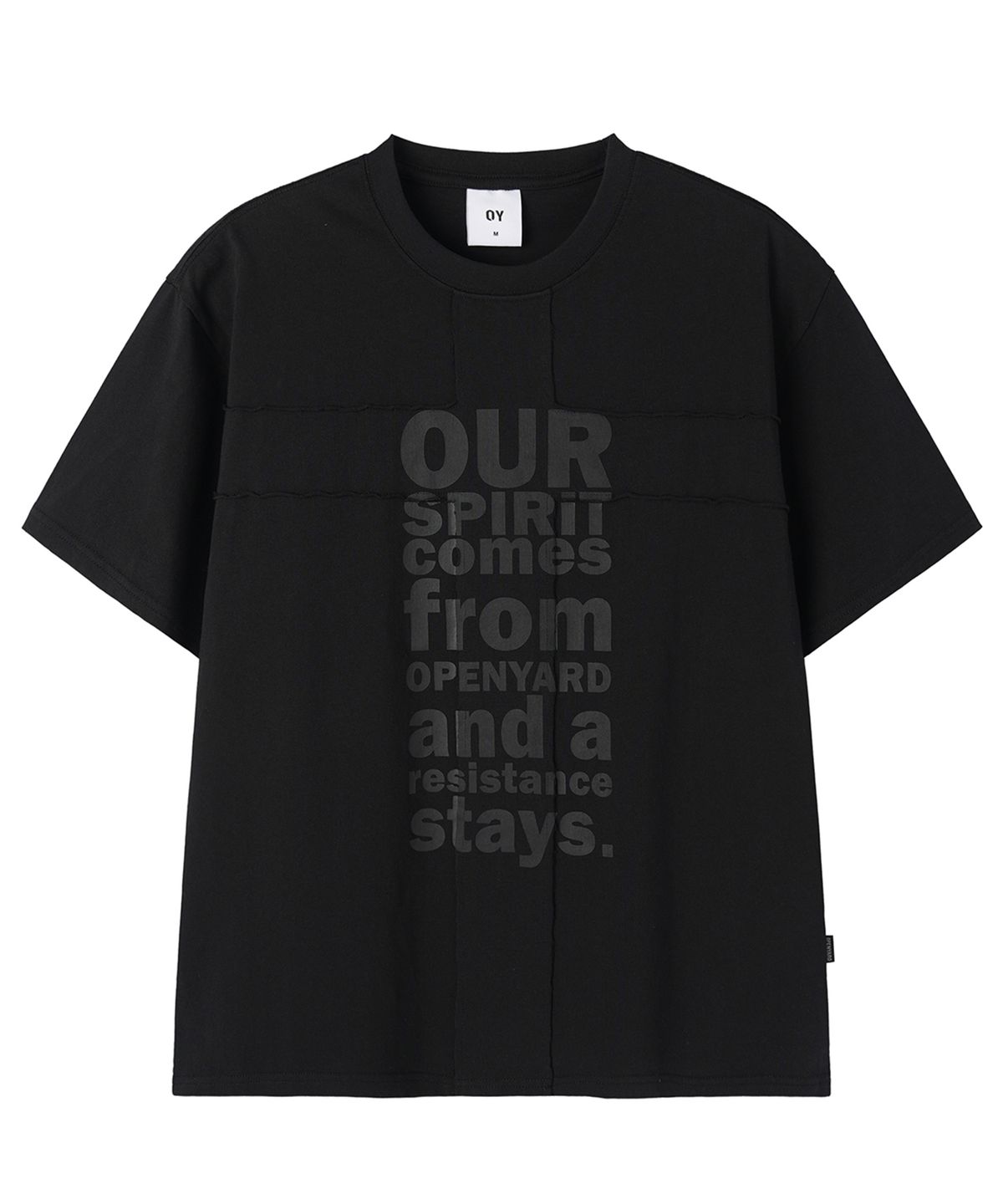 오픈야드(오와이)(OPENYARD(OY)) RESISTANCE CROSS PATCH TEE - BLACK