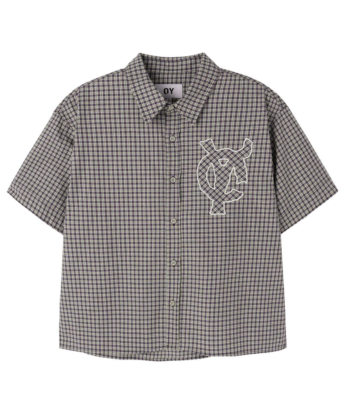 오픈야드(오와이)(OPENYARD(OY)) STAMPED CHECK LOGO S/S SHIRT - BROWN