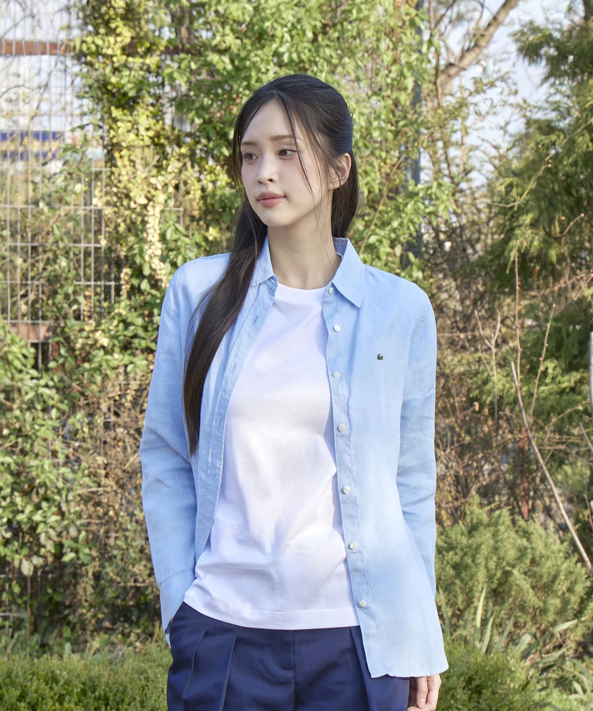 라코스테(LACOSTE) 여성 레귤러핏 린넨 셔츠 CF005E-56G HBA