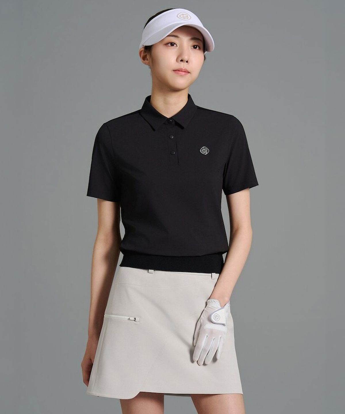 빈폴골프(BEANPOLE GOLF) [B_under] 여성 우븐 믹스 반소매 풀오버 - 블랙