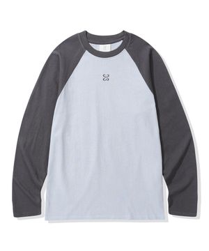 (우먼) 레글런 배색 롱슬리브_스카이블루