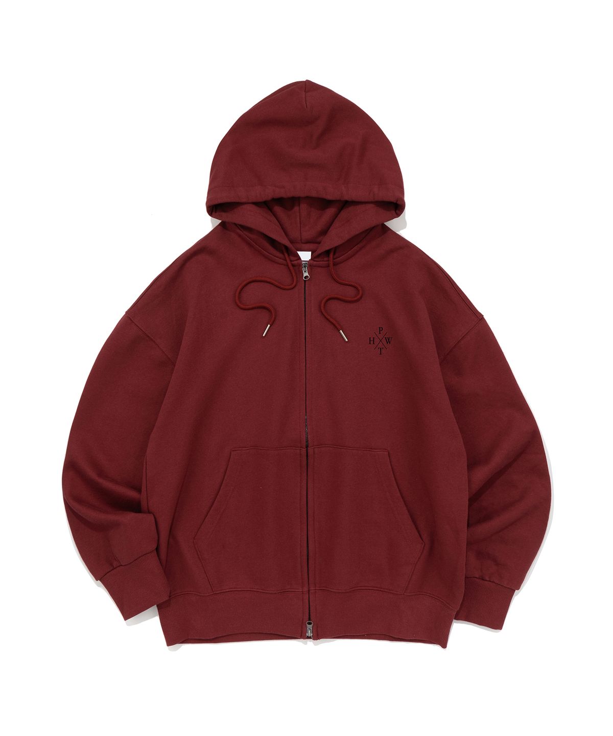 페이즈화이트(PHASEWHITE) [PHASE_1] X LOGO HOOD ZIP-UP_BURGUNDY / 8802026-HZ01