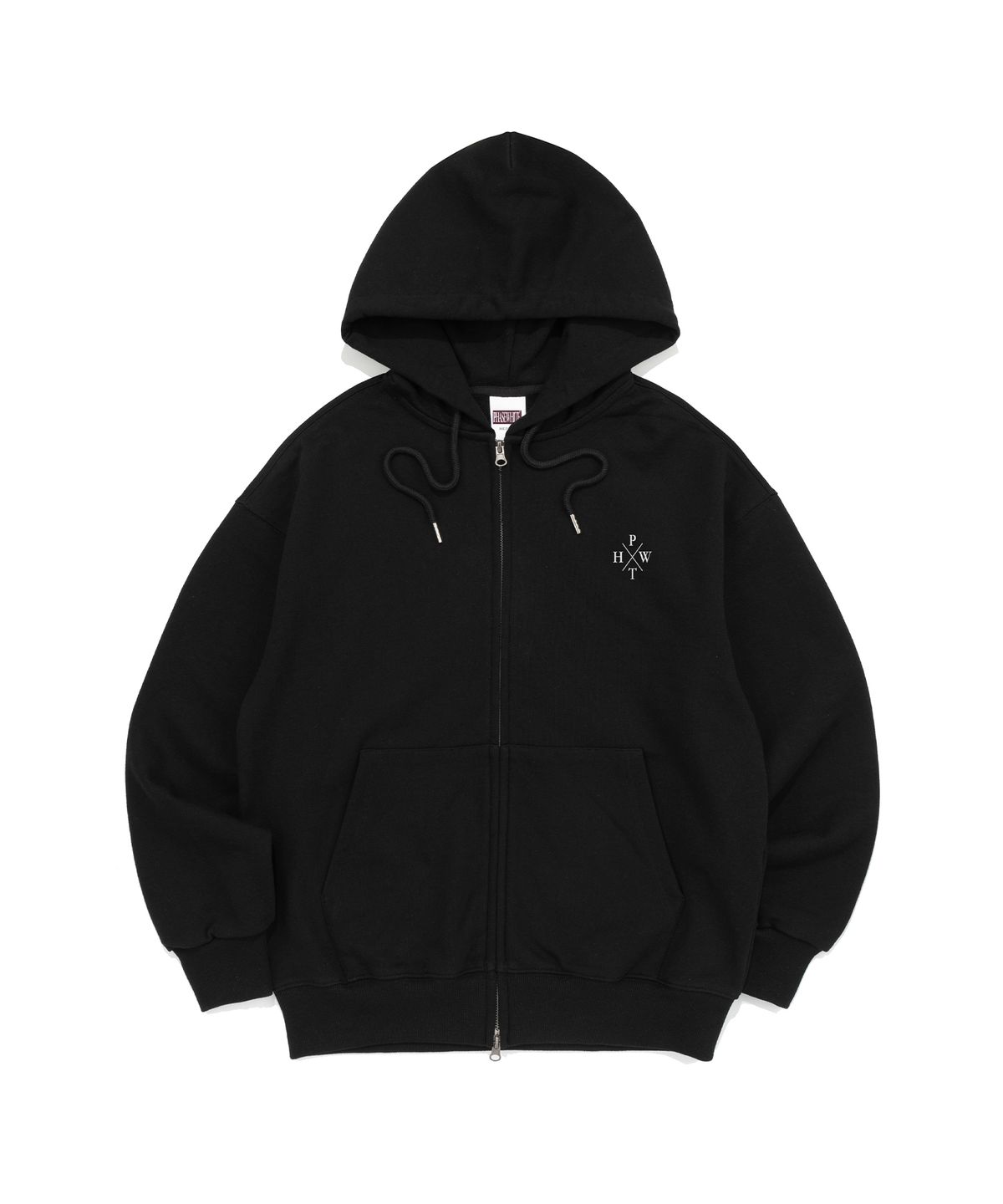 페이즈화이트(PHASEWHITE) [PHASE_1] X LOGO HOOD ZIP-UP_BLACK / 8802026-HZ01