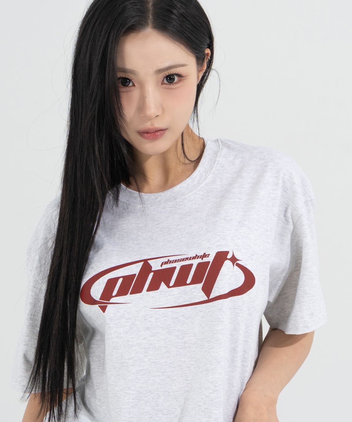 페이즈화이트(PHASEWHITE) [PHASE_1] MILLENIUM LOGO TEE_LIGHT MELANGE / 8802026-ST04