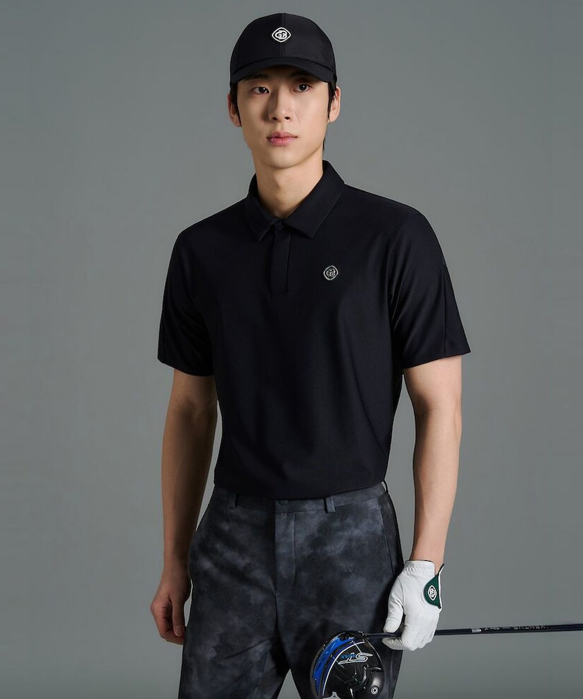 빈폴골프(BEANPOLE GOLF) [B_under] 남성 입체 패턴 반소매 칼라티 - 블랙