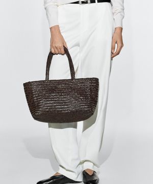 브레이디드 미디움 토트백