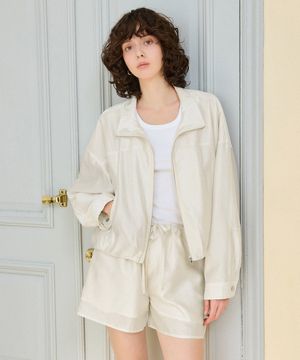 하이넥 실키 새틴 블루종 [아이보리]