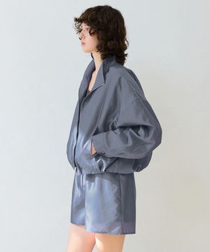 하이넥 실키 새틴 블루종 [블루 그레이]