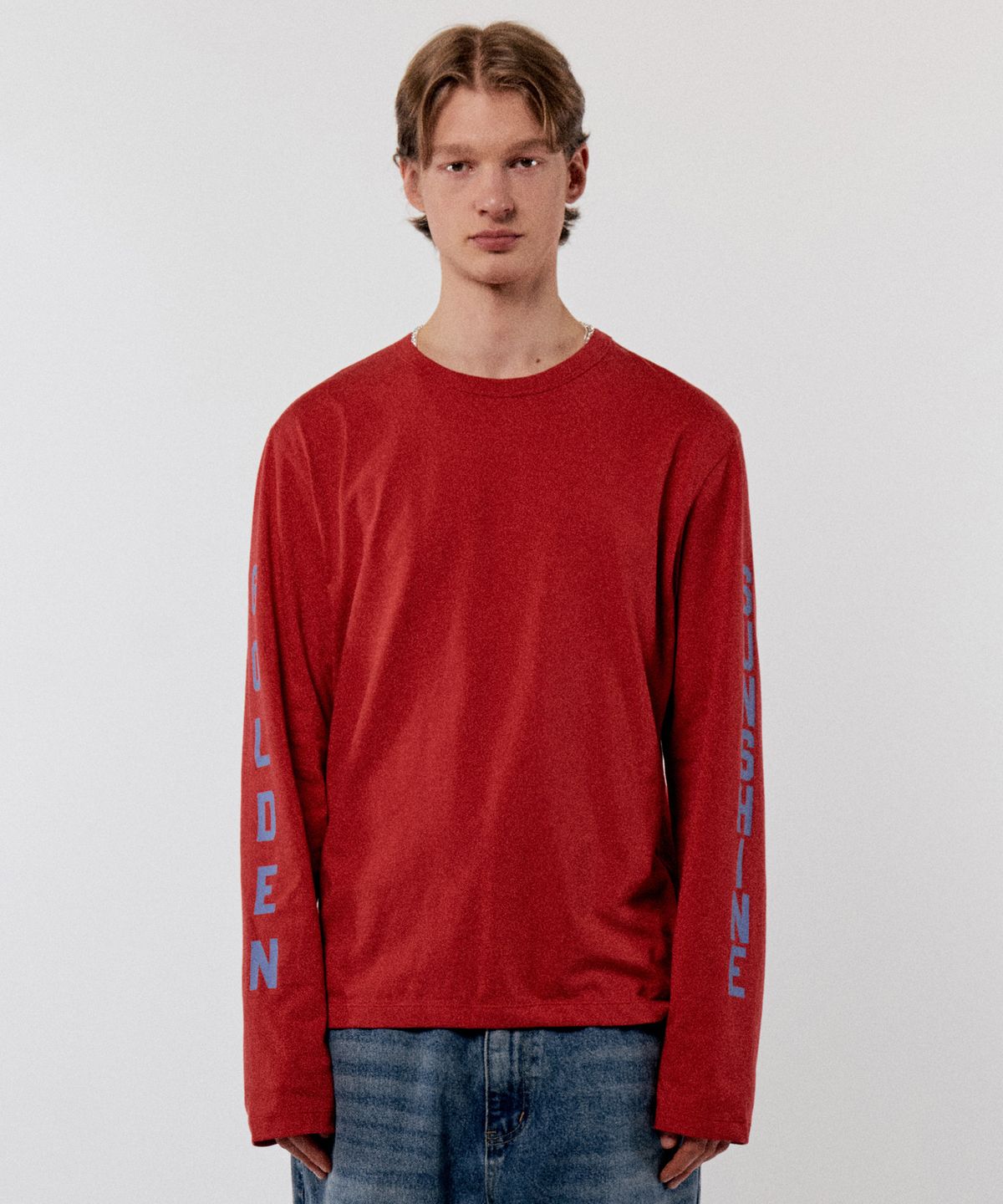 골든선샤인(GOLDEN SUNSHINE) MAKE ROUND LONG SLEEVE TEE_DOWNRED