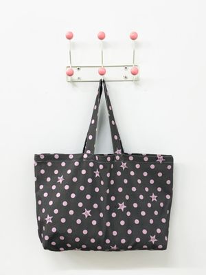 플럼 픽셀 ESCF 도트 별 데님 에코백