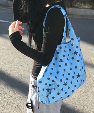 썸머 픽셀 ESCF 도트 별 데님 에코백