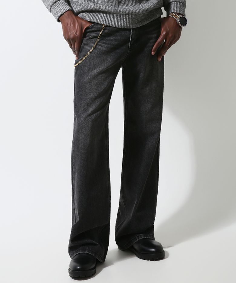 Black Light Wash Long Flare Denim