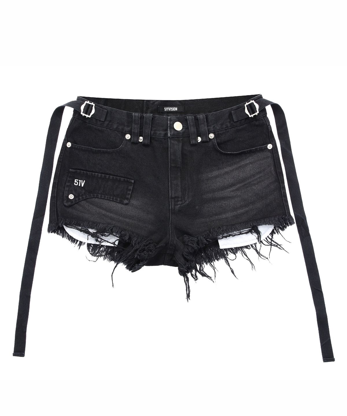 511비전(511VISION) 51V AXIS BUCKLE WASHED SHORTS , BLACK