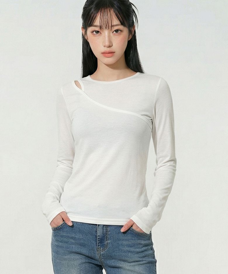 컷아웃 언발란스 라운드 탑_T611TP123