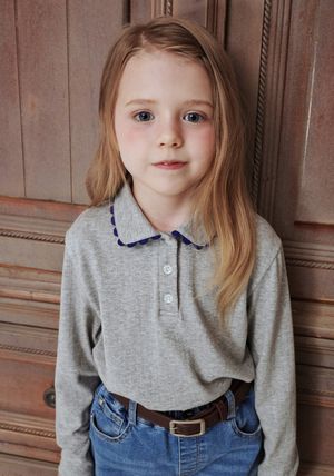 BA14TS03GY 그레이 아일렛 카라 티셔츠