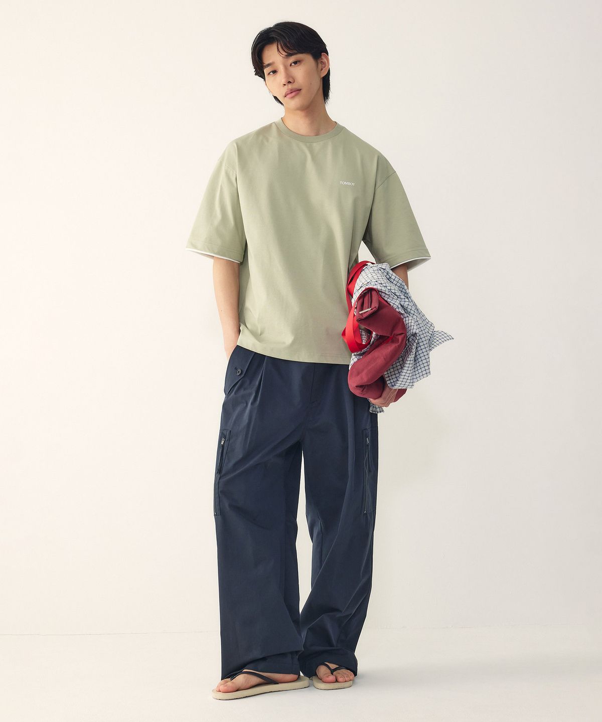 스튜디오 톰보이(STUDIO TOMBOY) [MEN] 스트링 원턱 카고 팬츠_다크 네이비 9156231212