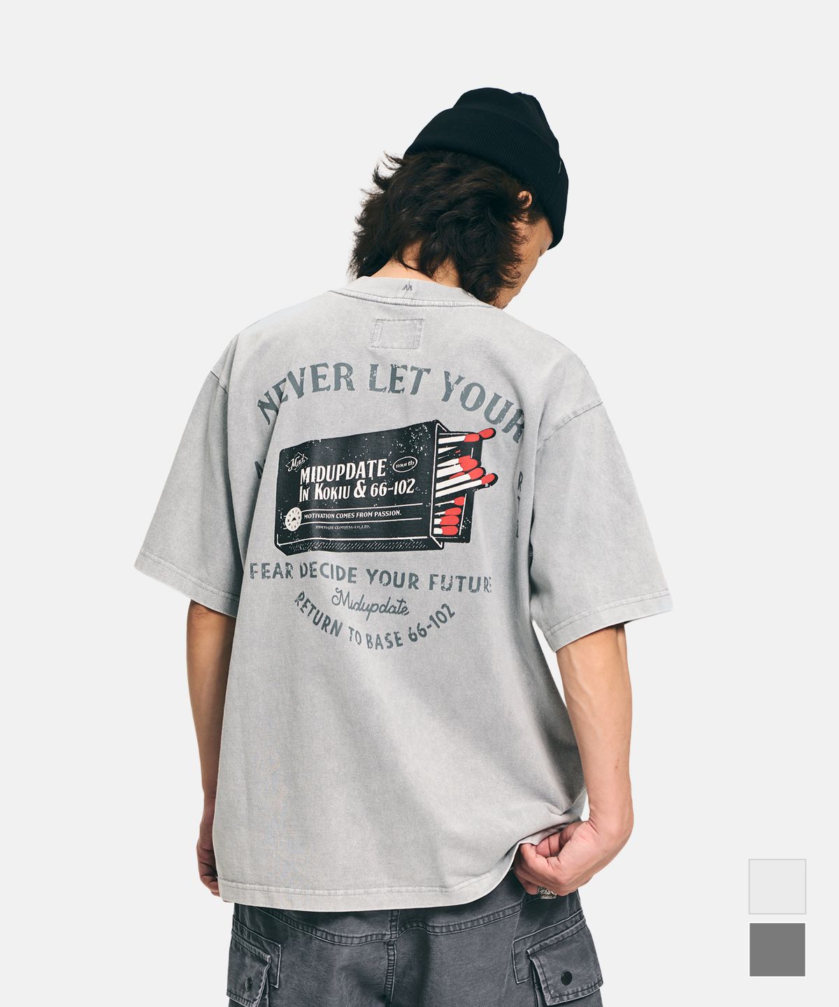 미드업데이트(MIDUPDATE) Vintage garments dye t shirts Light gray