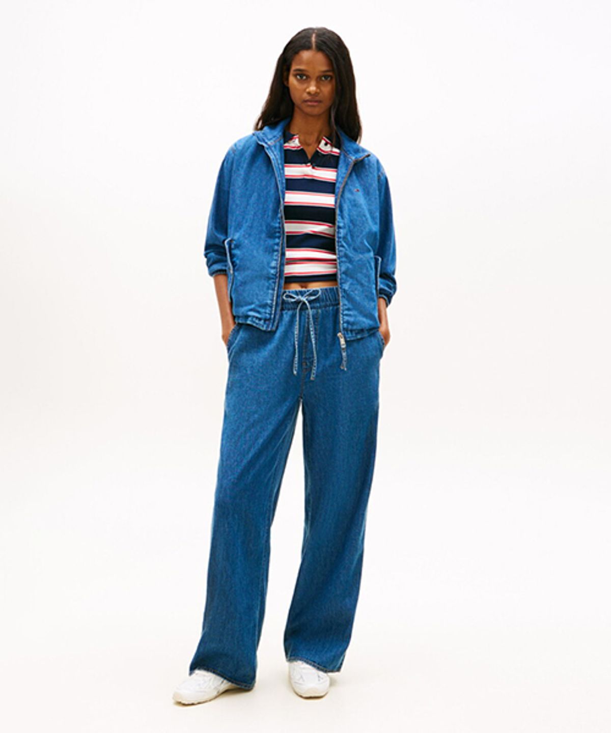 타미진스(TOMMY JEANS) 샴브레이 풀 온 팬츠 (T32G1NEW06TWT11A5)