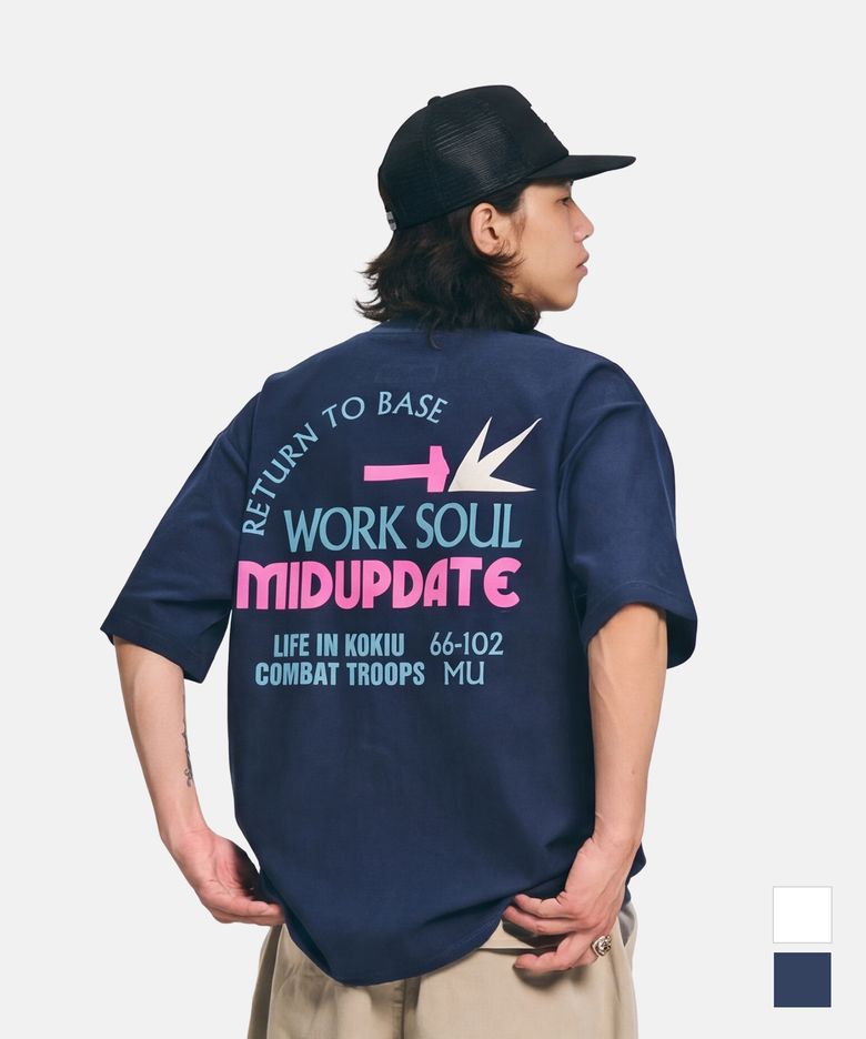 Mud front pocket T shirts Blue