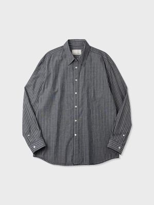 코튼 린넨 스트라이프 컴포트 셔츠 (NAVY)