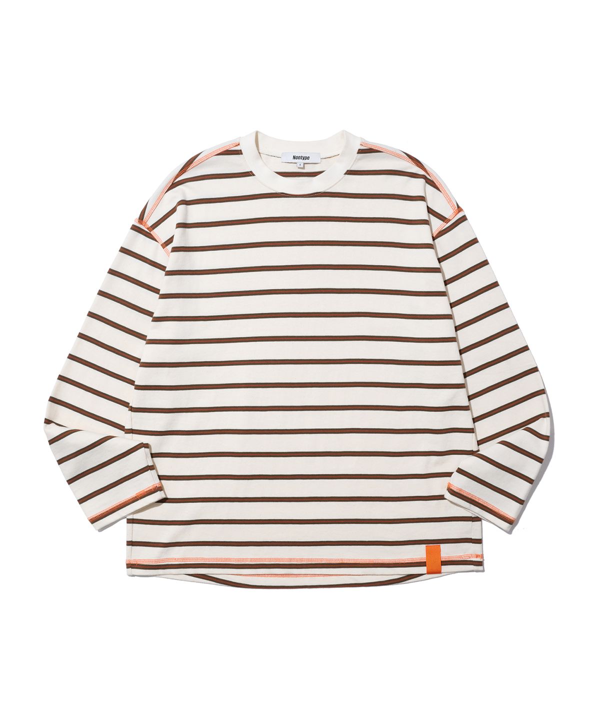 논타입(NONTYPE) STRIPE COMFY L/S T-SHIRTS (KHAKI)
