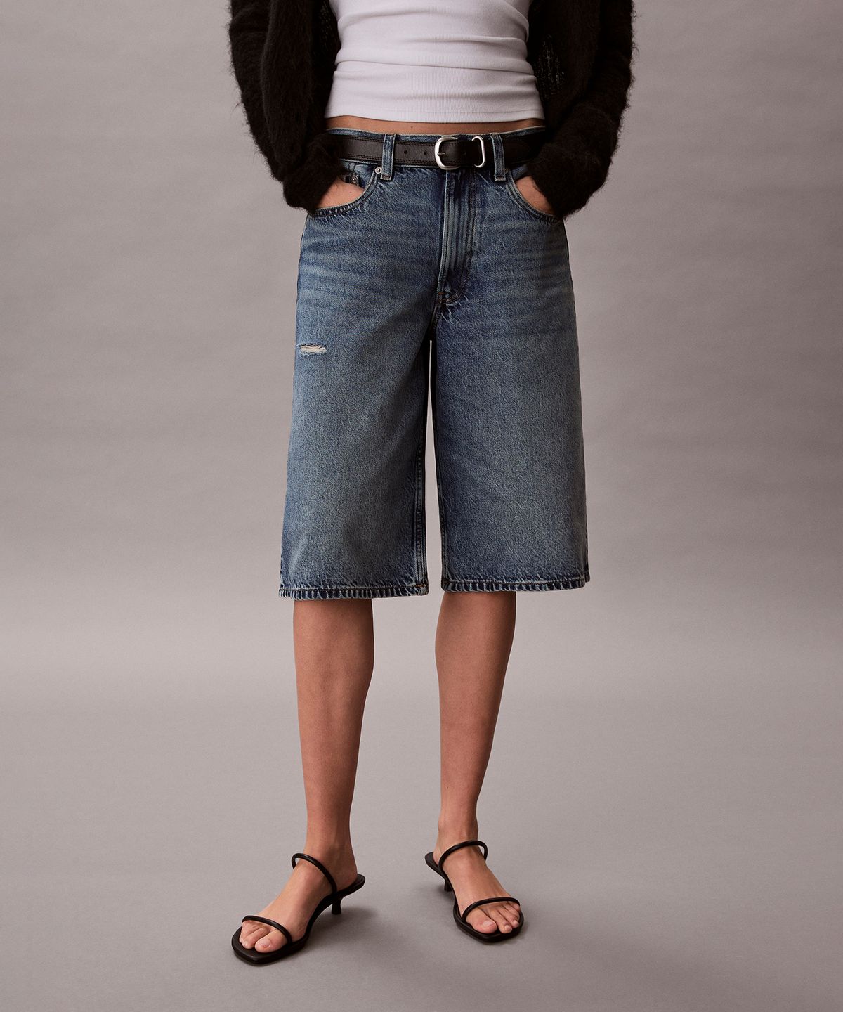 캘빈클라인 진(CALVIN KLEIN JEANS) 여성 텐셀 데님 롱쇼츠 47F771G SLN