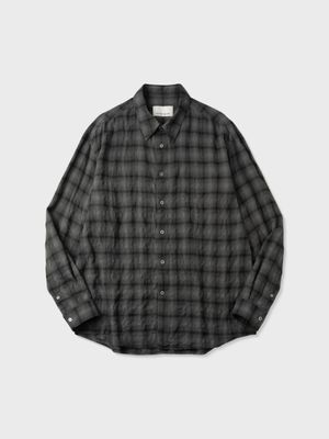 코튼 리오셀 셔링 체크 컴포트 셔츠 (CHARCOAL GREY)