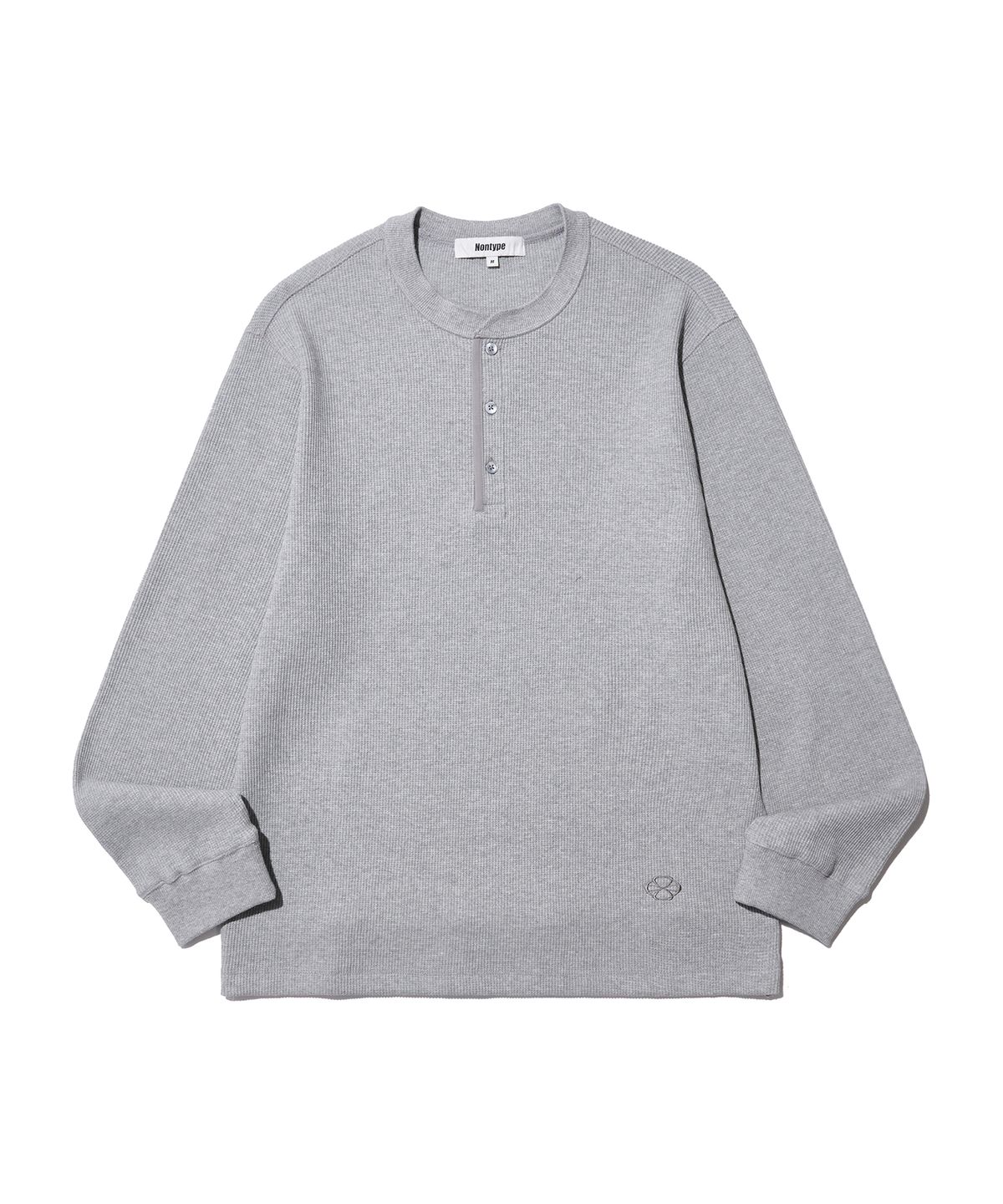 논타입(NONTYPE) WAFFLE HERNY NECK T-SHIRTS (MELANGE GRAY)