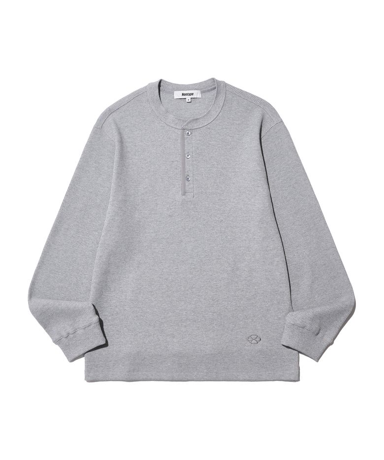 WAFFLE HERNY NECK T-SHIRTS (MELANGE GRAY)