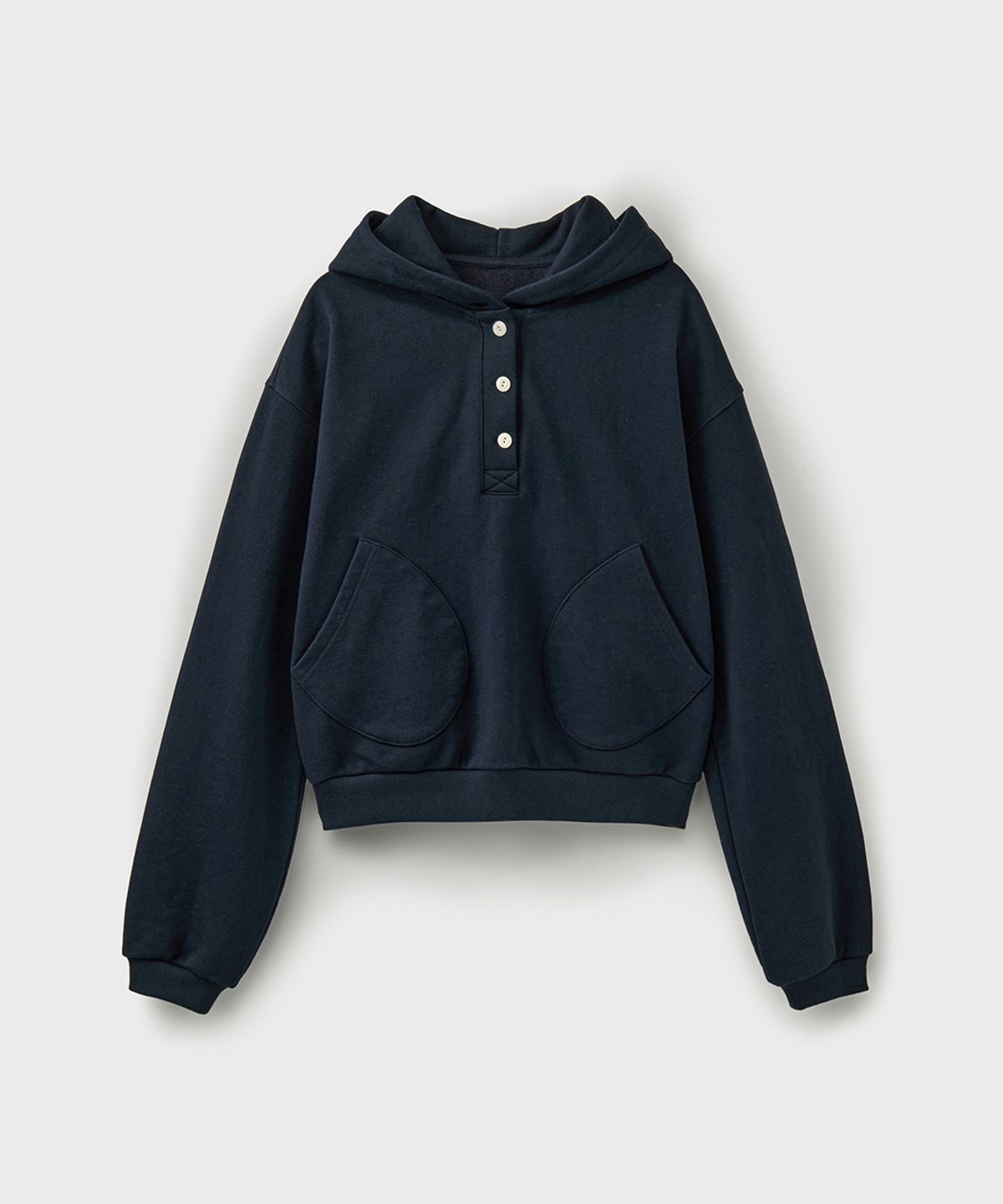 유니온블루 우먼(UNIONBLUE WOMAN) HALF BUTTON HOODIE [NAVY]