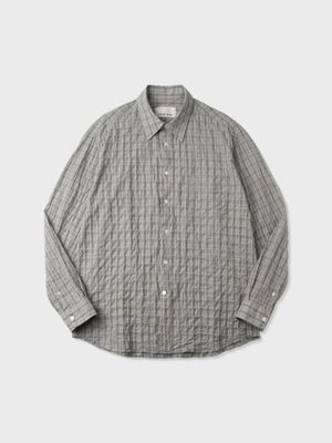 코튼 셔링 체크 컴포트 셔츠 (SAGE GREY)