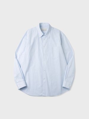 코튼 헤어라인 스트라이프 테이퍼드 셔츠 (SAX BLUE)