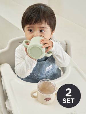 맘마존 처음부터 잘 마시는 실리콘 자기주도 아기 물컵 2set