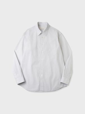 코튼 헤어라인 스트라이프 테이퍼드 셔츠 (GREIGE)