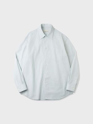 코튼 헤어라인 스트라이프 테이퍼드 셔츠 (GREEN)