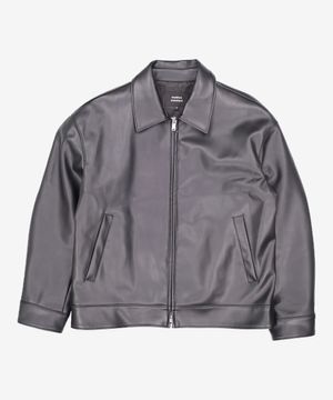 신세틱 레더 오버사이즈 싱글 재킷 [블랙] M