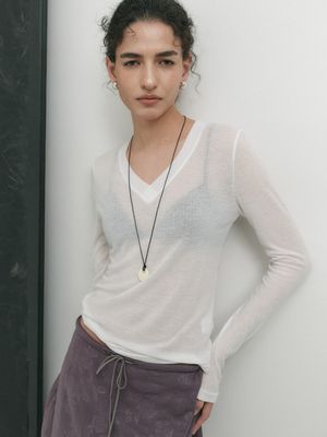 RIA V-NECK T-SHIRT_IVORY