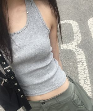 스터드 포인트 골지 홀터넥 멜란지