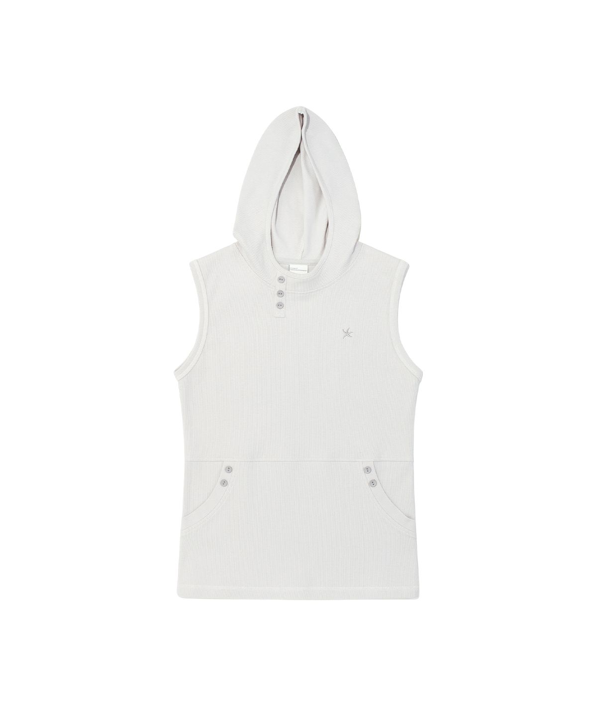 더콜디스트모먼트(THE COLDEST MOMENT) (w) TCM henley neck hooded sleeveless T (light grey)