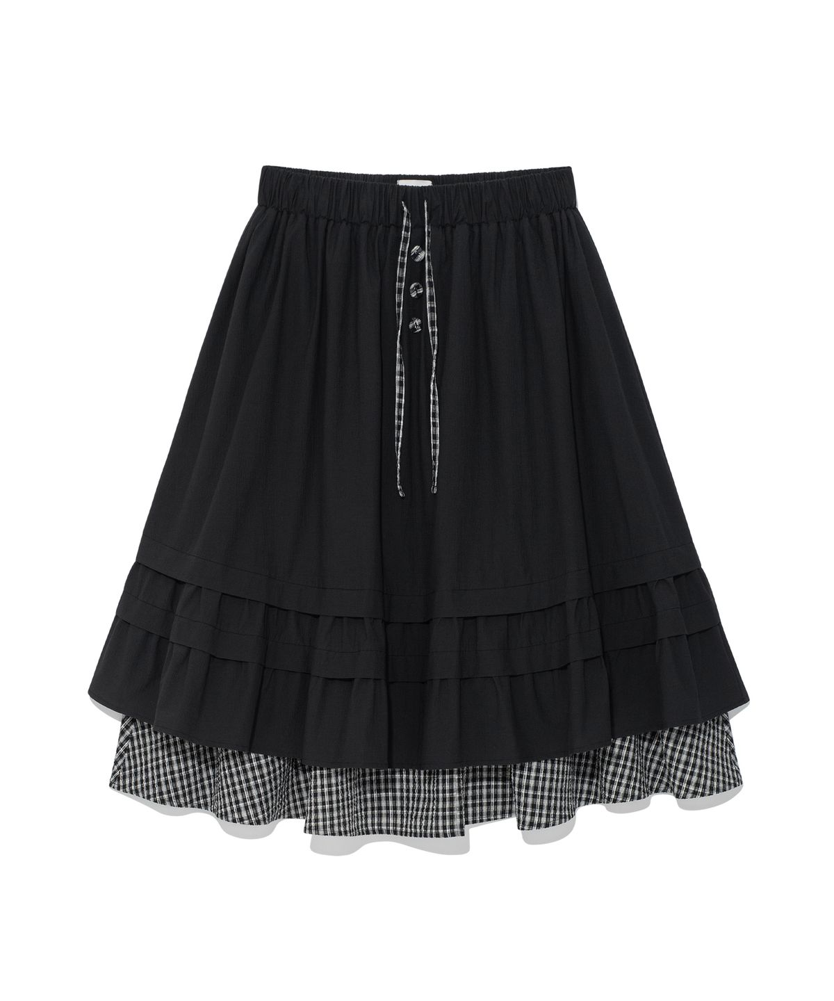 더콜디스트모먼트(THE COLDEST MOMENT) (w) TCM check pintuck layered skirt (black)