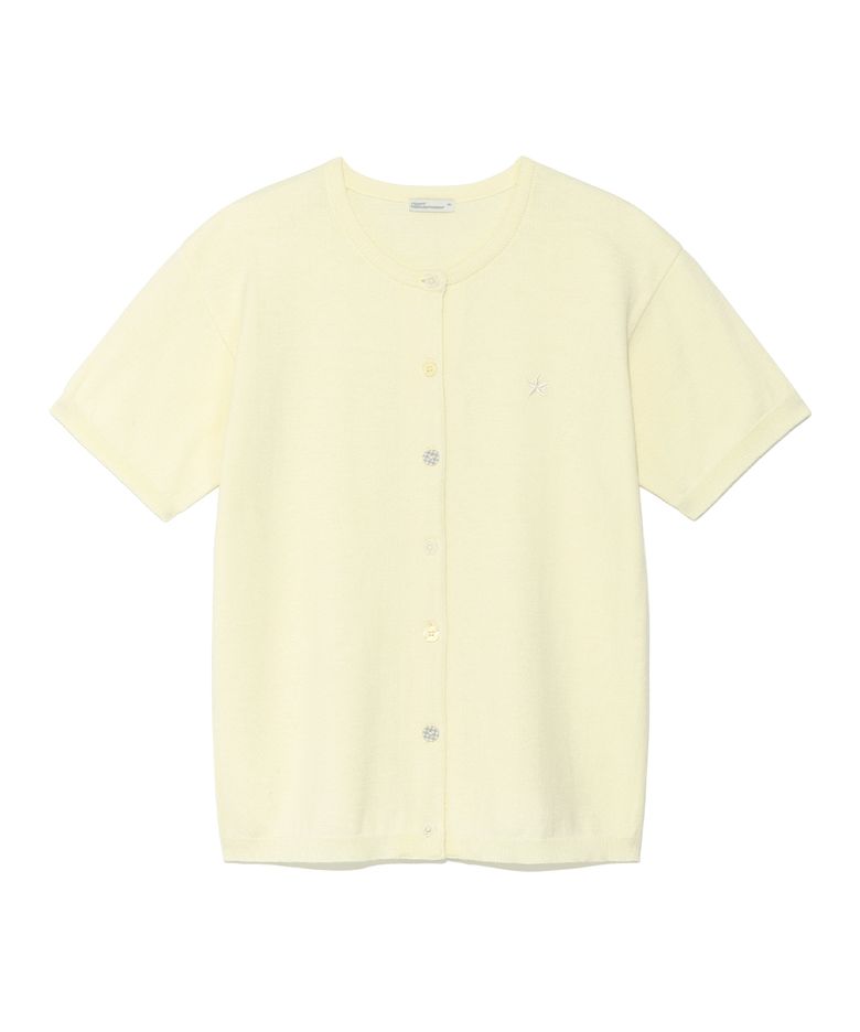 TCM button half knit cardigan (lemon)
