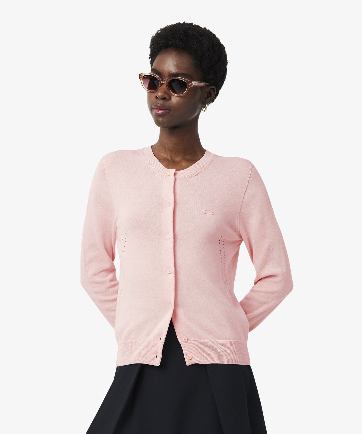 라코스테(LACOSTE) 여성 라이트 코튼 크루넥 가디건 AF5023-56G ADY