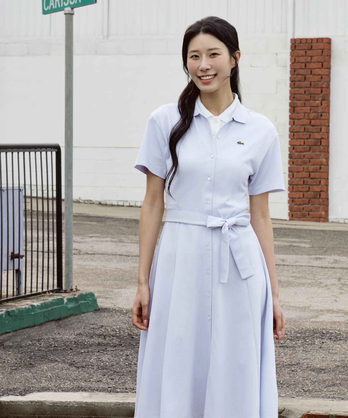라코스테(LACOSTE) 여성 핏앤플레어 벨티드 폴로 드레스 EF9621-56G J2G
