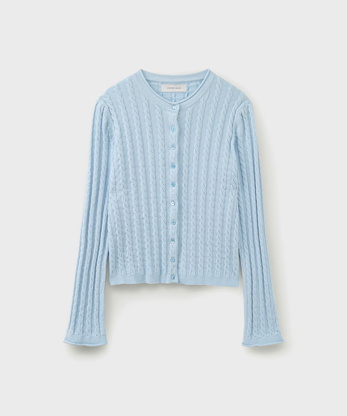 유니온블루 우먼(UNIONBLUE WOMAN) CABLE CARDIGAN [BABY BLUE]