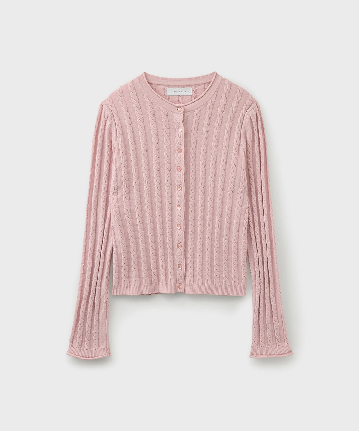 유니온블루 우먼(UNIONBLUE WOMAN) CABLE CARDIGAN [LIGHT PINK]