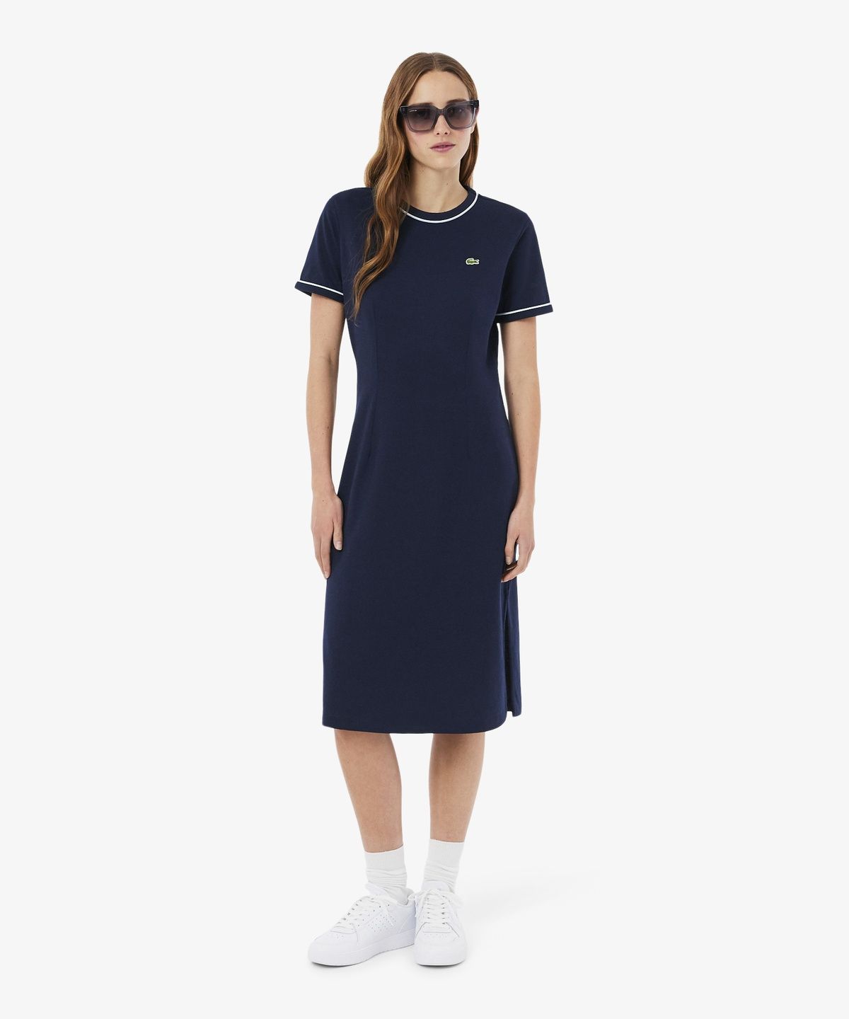 라코스테(LACOSTE) 여성 파이핑 디테일 티셔츠 드레스 EF9855-56G 3UI