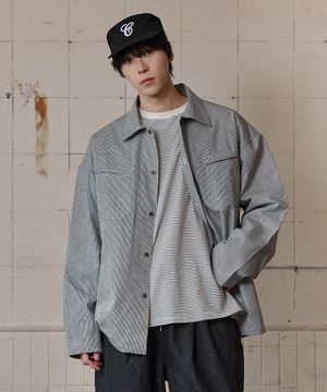 리플 스트라이프 투포켓 셔켓 블랙