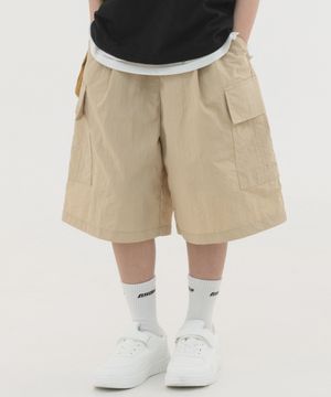 나일론 원턱 카고 하프팬츠 (베이지)