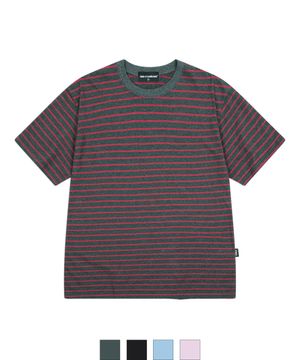 투톤 스트라이프 오버핏 반소매(SSTSTDBASIC)