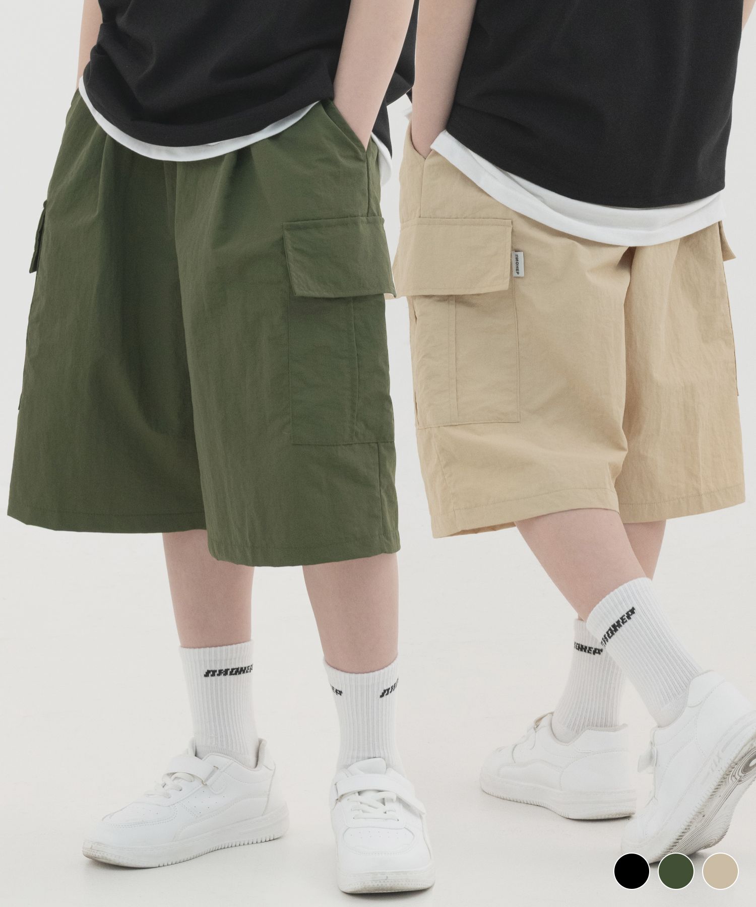 ハーフパンツ MUSINSA公式 | PIANER KIDS [2 PACK] ナイロンワンタックカーゴハーフ